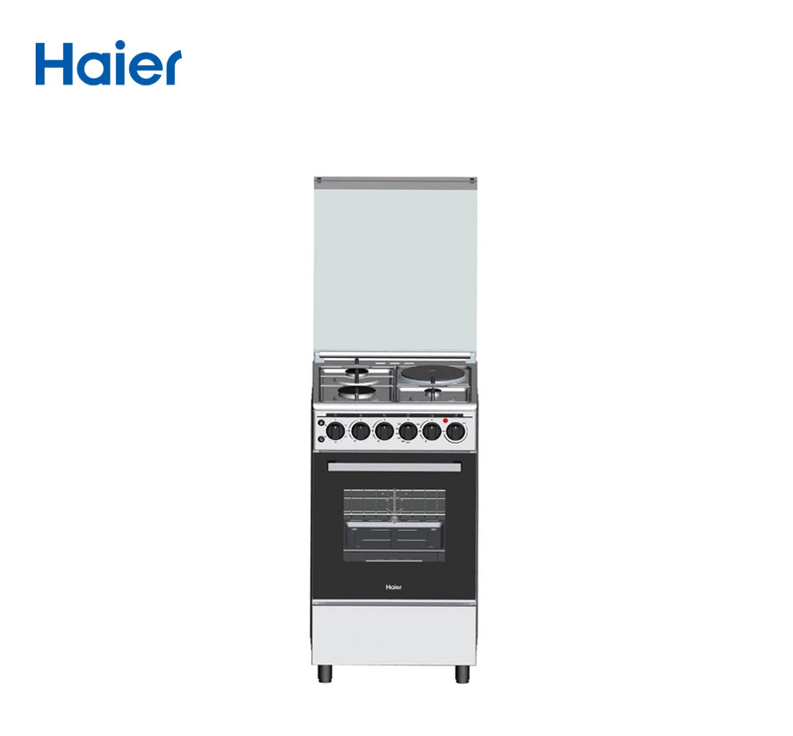 HAIER - HFS503G1E63GO 50cm 3 Gas Burners & 1 Electric Hot Plate with 63L Double Burner Gas Oven Cooking Range AF Home