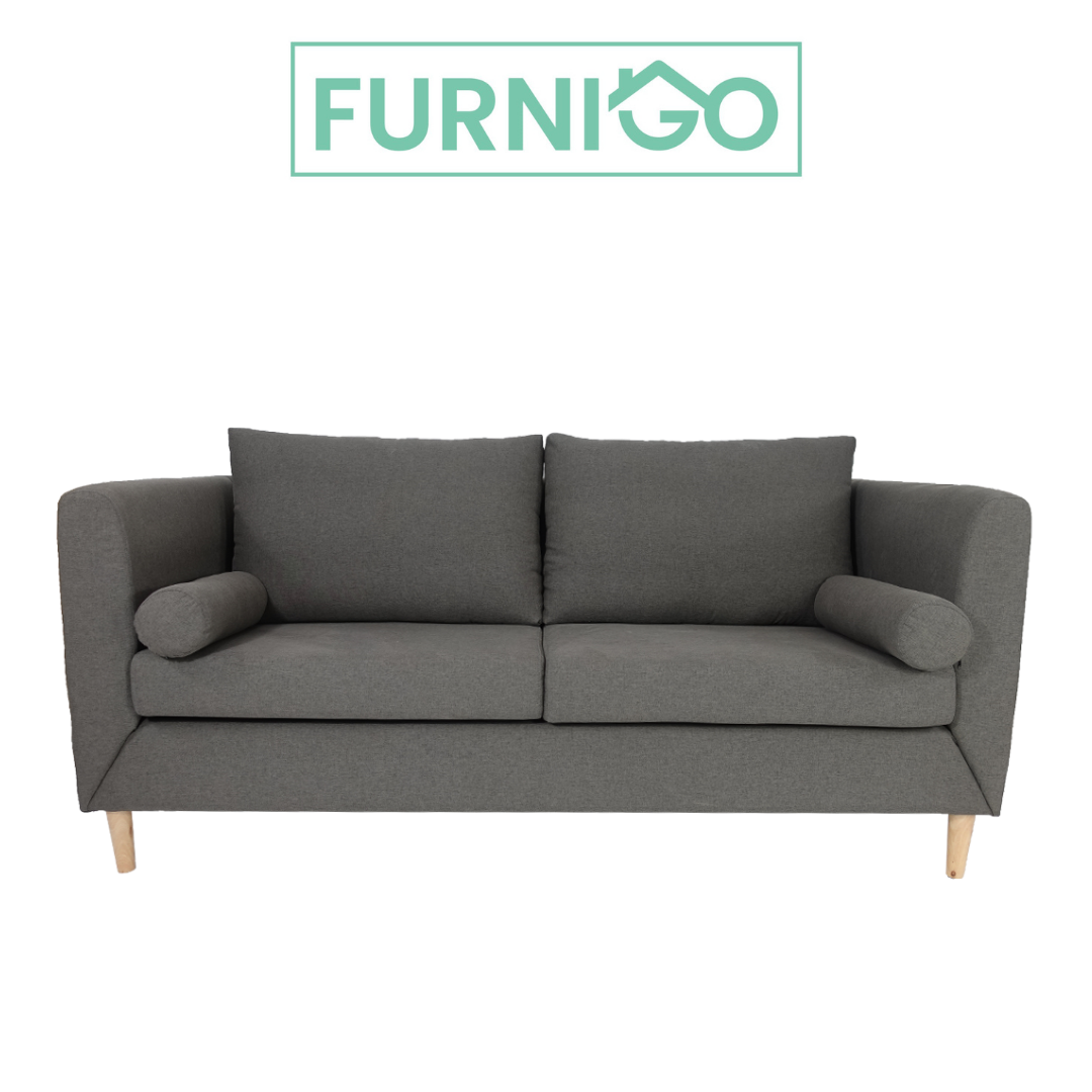 JASMIN 3 Seater Fabric Sofa with Pillows Furnigo