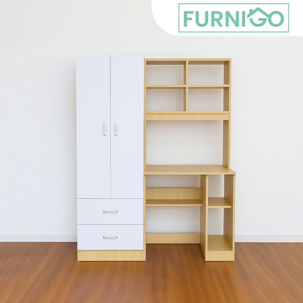 JUSTIN Laminated Study Table with Cabinet Furnigo