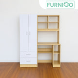 JUSTIN Laminated Study Table with Cabinet Furnigo