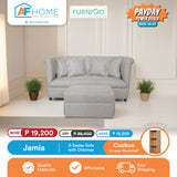 JAMIA | 3 SEATER SOFA WITH OTTOMAN | FREE CUCKOO 3 LAYER BOOKSHELF | PAYDAY POWER DEALS Furnigo