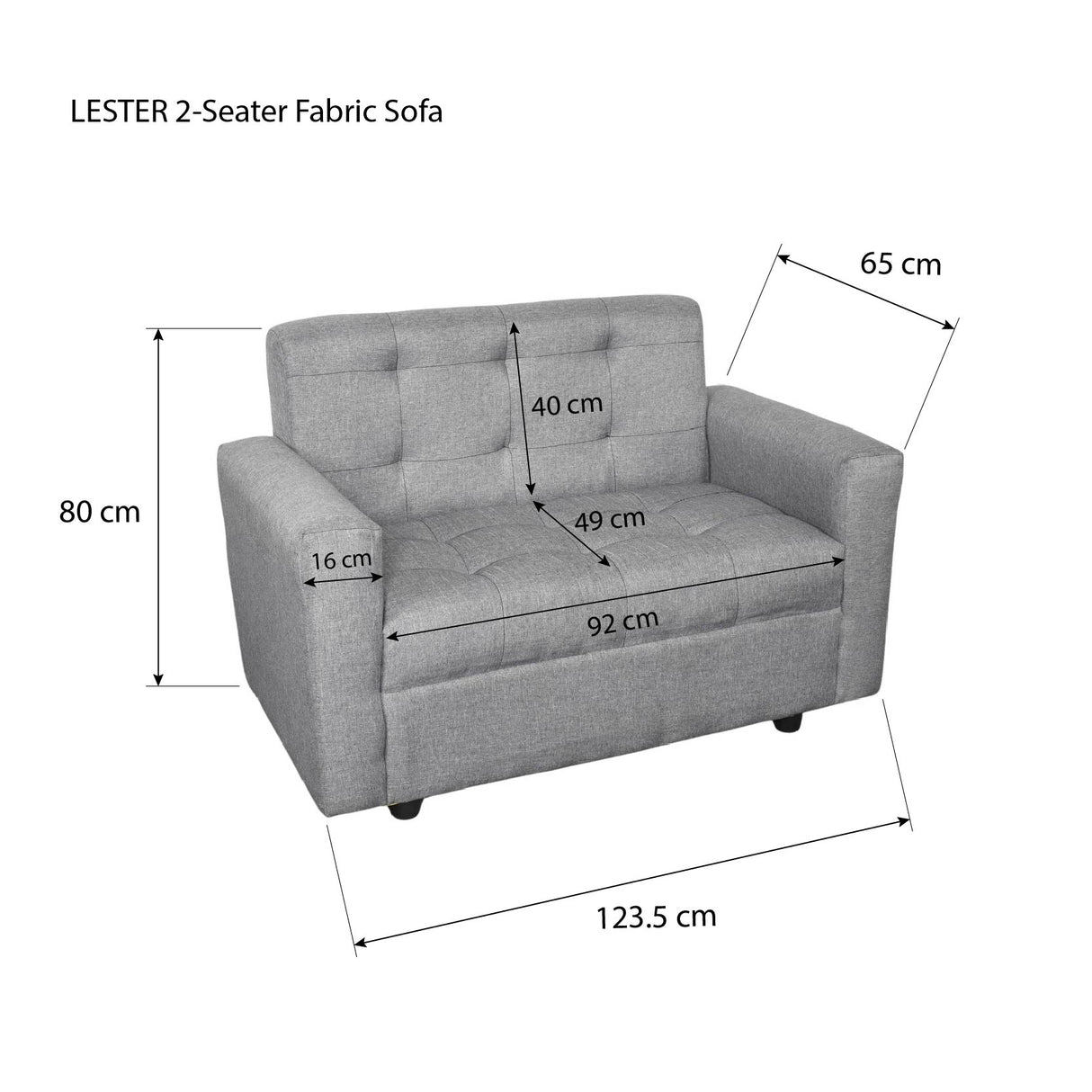 LESTER 2-Seater Fabric Sofa Affordahome
