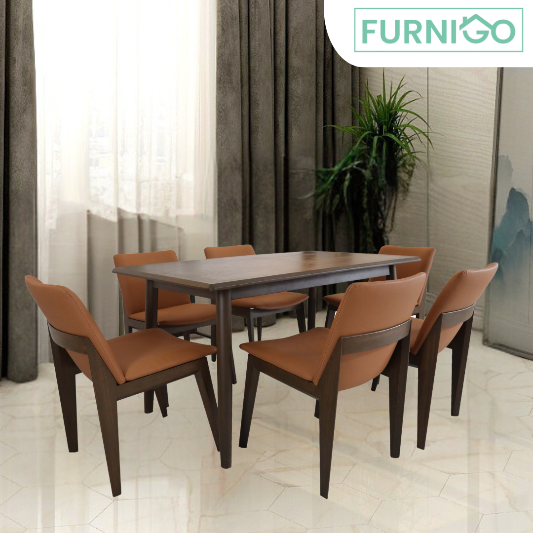 LAY Solid Wood Dining (6-Seater) Furnigo