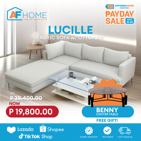 LUCILLE Sofa with Ottoman | FREE BENNY CENTER TABLE | Payday Sale Furnigo