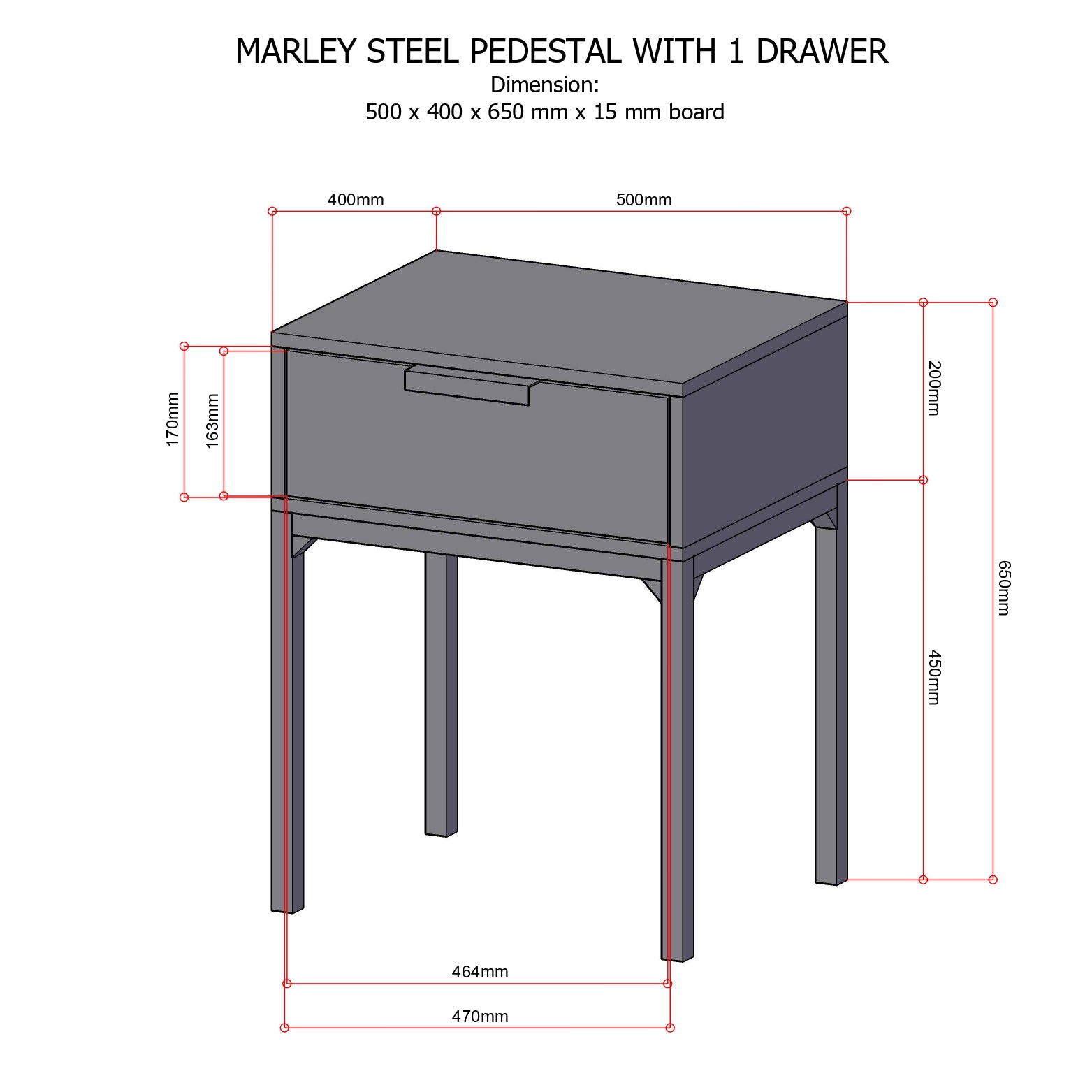 MARLEY 1-Drawer Side Table AF Home
