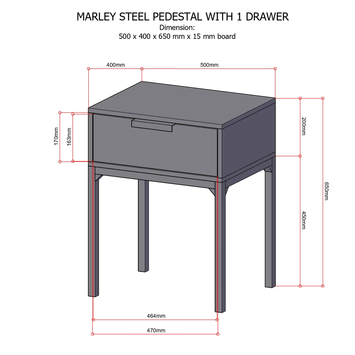 MARLEY 1-Drawer Side Table Affordahome