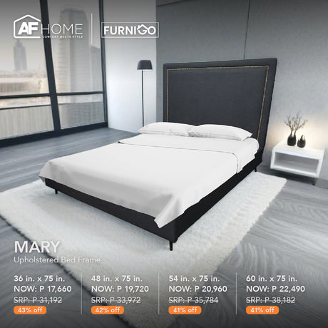 MARY Upholstered Bed Frame + CLOUD MATTRESS FOAM 6 INCHES | FREE WHITE SLEEPING PILLOW (BUY1,TAKE1) | HOME FEST Furnigo