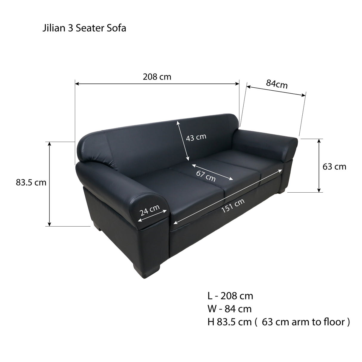 JILIAN 3-Seater Sofa Affordahome