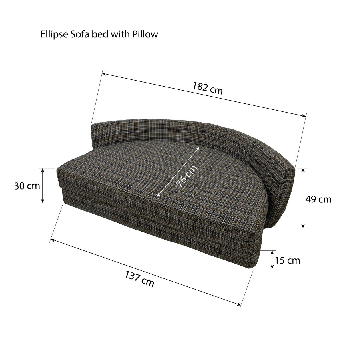 Ellipse Sofa bed with Pillows Astro Foam