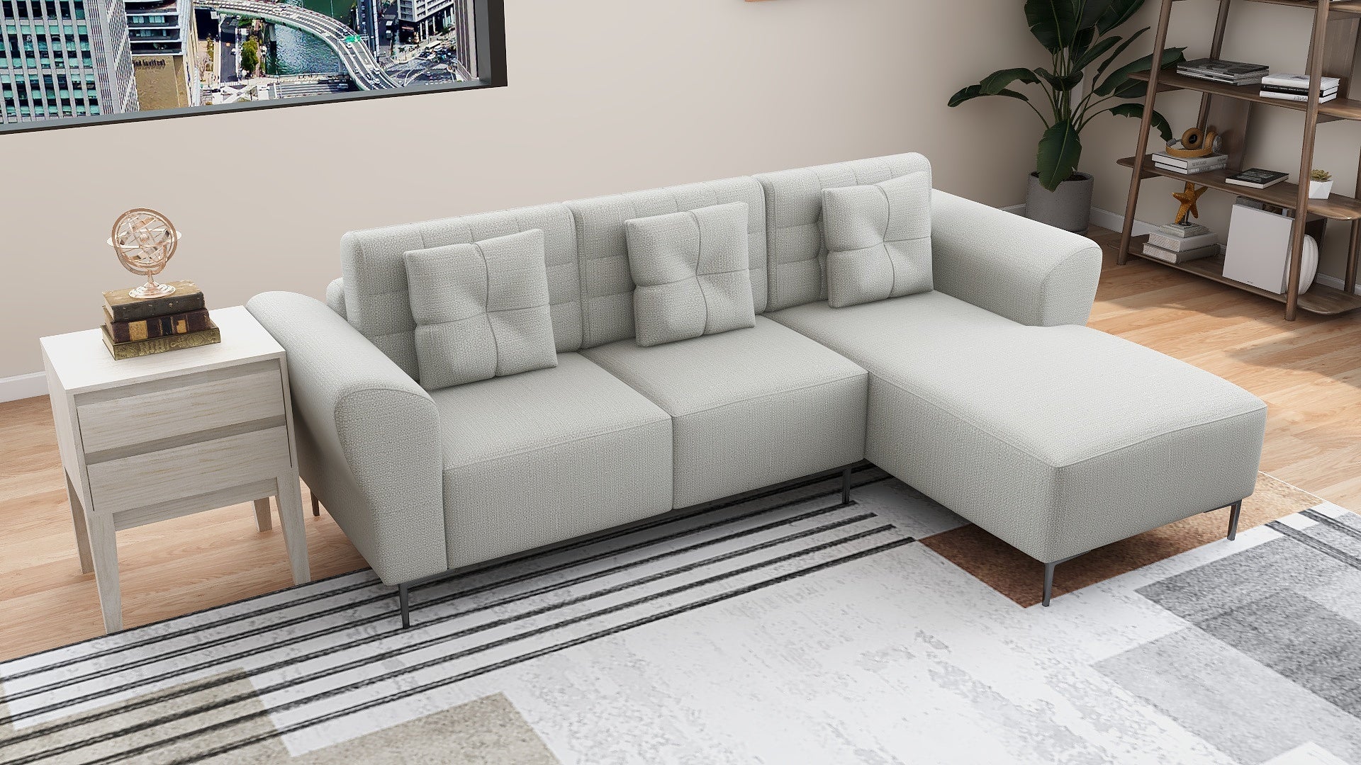 MICAH L-Shape Fabric Sofa AF Home