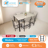 MODENA | 4 & 6 SEATER DINING SET W/O CUSHION | FREE ROUND MINERAL WATER STAND 2 & 3 LAYERS | PAYDAY POWER DEALS Affordahome