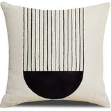 Looma Mono - Black & White Abstract Linen Pillow Cover – Minimalist Line Art Cushion Case - W0060 - Sofa, Living Room & Office Decor Looma