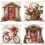 Looma Pilora - Christmas Elk & Snowman Decorative Pillowcase – Festive Cushion Cover for Living Room Sofa | Customizable Design Available - Living Room, Bedroom, Sofa Area Looma