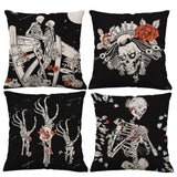 Looma Spooka - Halloween Skull, Pumpkin & Cat Pillow Cover | Spooky Decorative Cushion - Sofa & Living Room Looma