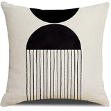Looma Mono - Black & White Abstract Linen Pillow Cover – Minimalist Line Art Cushion Case - W0060 - Sofa, Living Room & Office Decor Looma