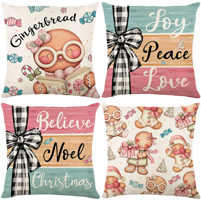 Looma Pilora - Christmas Elk & Snowman Decorative Pillowcase – Festive Cushion Cover for Living Room Sofa | Customizable Design Available - Living Room, Bedroom, Sofa Area Looma