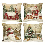 Looma Pilora - Christmas Elk & Snowman Decorative Pillowcase – Festive Cushion Cover for Living Room Sofa | Customizable Design Available - Living Room, Bedroom, Sofa Area Looma