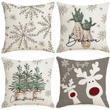 Looma Pilora - Christmas Elk & Snowman Decorative Pillowcase – Festive Cushion Cover for Living Room Sofa | Customizable Design Available - Living Room, Bedroom, Sofa Area Looma