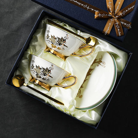 CUPURA Uro - European Floral Coffee Cup & Saucer Set - Elegant British Afternoon Tea Cup CUPURA