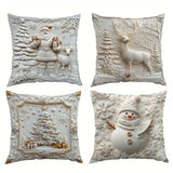 Looma Pilora - Christmas Elk & Snowman Decorative Pillowcase – Festive Cushion Cover for Living Room Sofa | Customizable Design Available - Living Room, Bedroom, Sofa Area Looma