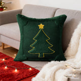 Looma Pilloza - Christmas Tree Embroidered Pillow Cover – Stereo Star Decorative Cushion for Living Room Sofa & Party Decor - Living Room, Bedroom, Sofa Area Looma