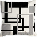 Looma Mono - Black & White Abstract Linen Pillow Cover – Minimalist Line Art Cushion Case - W0060 - Sofa, Living Room & Office Decor Looma
