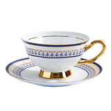 CUPURA Aro - CCS31 Luxury Bone China Tea Cup Set with Saucer Spoon and Strainer Floral Design Light Luxury European Style Gift Box Set Bohemian Powder Blue Classical Blue Rose Angel