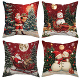 Looma Pilora - Christmas Elk & Snowman Decorative Pillowcase – Festive Cushion Cover for Living Room Sofa | Customizable Design Available - Living Room, Bedroom, Sofa Area Looma