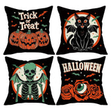 Looma Spooka - Halloween Skull, Pumpkin & Cat Pillow Cover | Spooky Decorative Cushion - Sofa & Living Room Looma