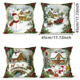 Looma Pilora - Christmas Elk & Snowman Decorative Pillowcase – Festive Cushion Cover for Living Room Sofa | Customizable Design Available - Living Room, Bedroom, Sofa Area Looma