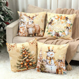 Looma Pilora - Christmas Elk & Snowman Decorative Pillowcase – Festive Cushion Cover for Living Room Sofa | Customizable Design Available - Living Room, Bedroom, Sofa Area Looma