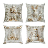 Looma Pilora - Christmas Elk & Snowman Decorative Pillowcase – Festive Cushion Cover for Living Room Sofa | Customizable Design Available - Living Room, Bedroom, Sofa Area Looma