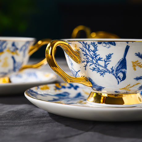 CUPURA Hilo - Retro Designer Bone China Coffee Cup & Saucer Set - Elegant Afternoon Tea Gift with Box CUPURA