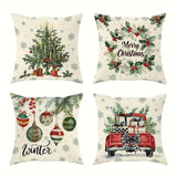 Looma Pilora - Christmas Elk & Snowman Decorative Pillowcase – Festive Cushion Cover for Living Room Sofa | Customizable Design Available - Living Room, Bedroom, Sofa Area Looma