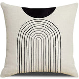 Looma Mono - Black & White Abstract Linen Pillow Cover – Minimalist Line Art Cushion Case - W0060 - Sofa, Living Room & Office Decor Looma