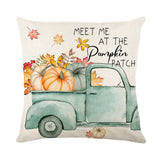 Looma Pumpkina - Halloween Pumpkin Pillow Cover with Maple Leaf & Bicycle Design | Decorative Cushion - Sofa, Bedroom & Home Looma