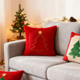 Looma Pilloza - Christmas Tree Embroidered Pillow Cover – Stereo Star Decorative Cushion for Living Room Sofa & Party Decor - Living Room, Bedroom, Sofa Area Looma