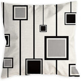 Looma Mono - Black & White Abstract Linen Pillow Cover – Minimalist Line Art Cushion Case - W0060 - Sofa, Living Room & Office Decor Looma