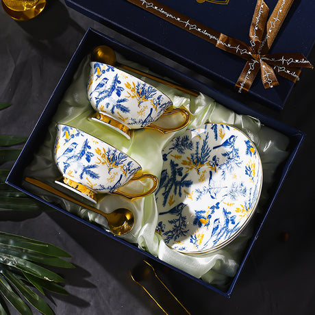 CUPURA Hilo - Retro Designer Bone China Coffee Cup & Saucer Set - Elegant Afternoon Tea Gift with Box CUPURA