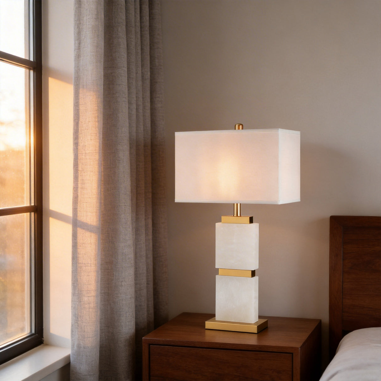 Milano Glow - Arine - N167 - Light Luxury American-Style Marble Table Lamp with Dimmable LED, Elegant Ambient Lighting for Modern and Functional Spaces - Living Room / Bedroom / Bedside / Study / Hotel Milano