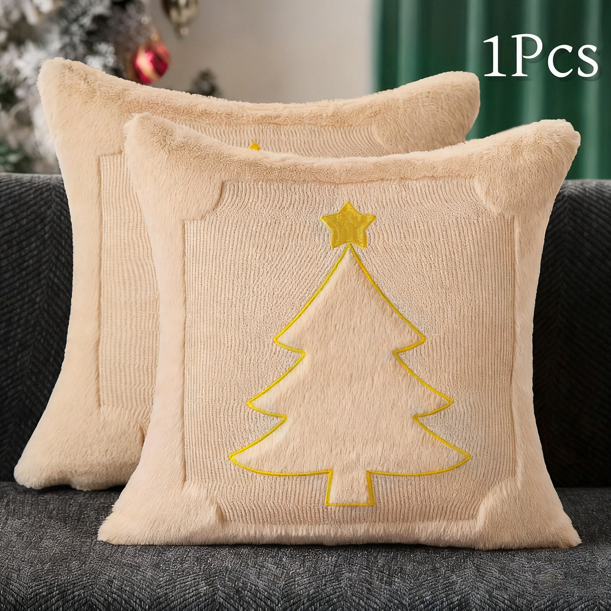 Looma Yen - Embroidered Bow Plush Pillow Cover – Sweet Christmas Decorative Cushion for Living Room Sofa Styling - Living Room, Bedroom, Sofa Area Looma