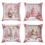 Looma Pilora - Christmas Elk & Snowman Decorative Pillowcase – Festive Cushion Cover for Living Room Sofa | Customizable Design Available - Living Room, Bedroom, Sofa Area Looma