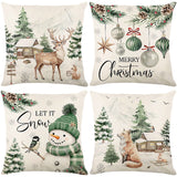 Looma Pilora - Christmas Elk & Snowman Decorative Pillowcase – Festive Cushion Cover for Living Room Sofa | Customizable Design Available - Living Room, Bedroom, Sofa Area Looma