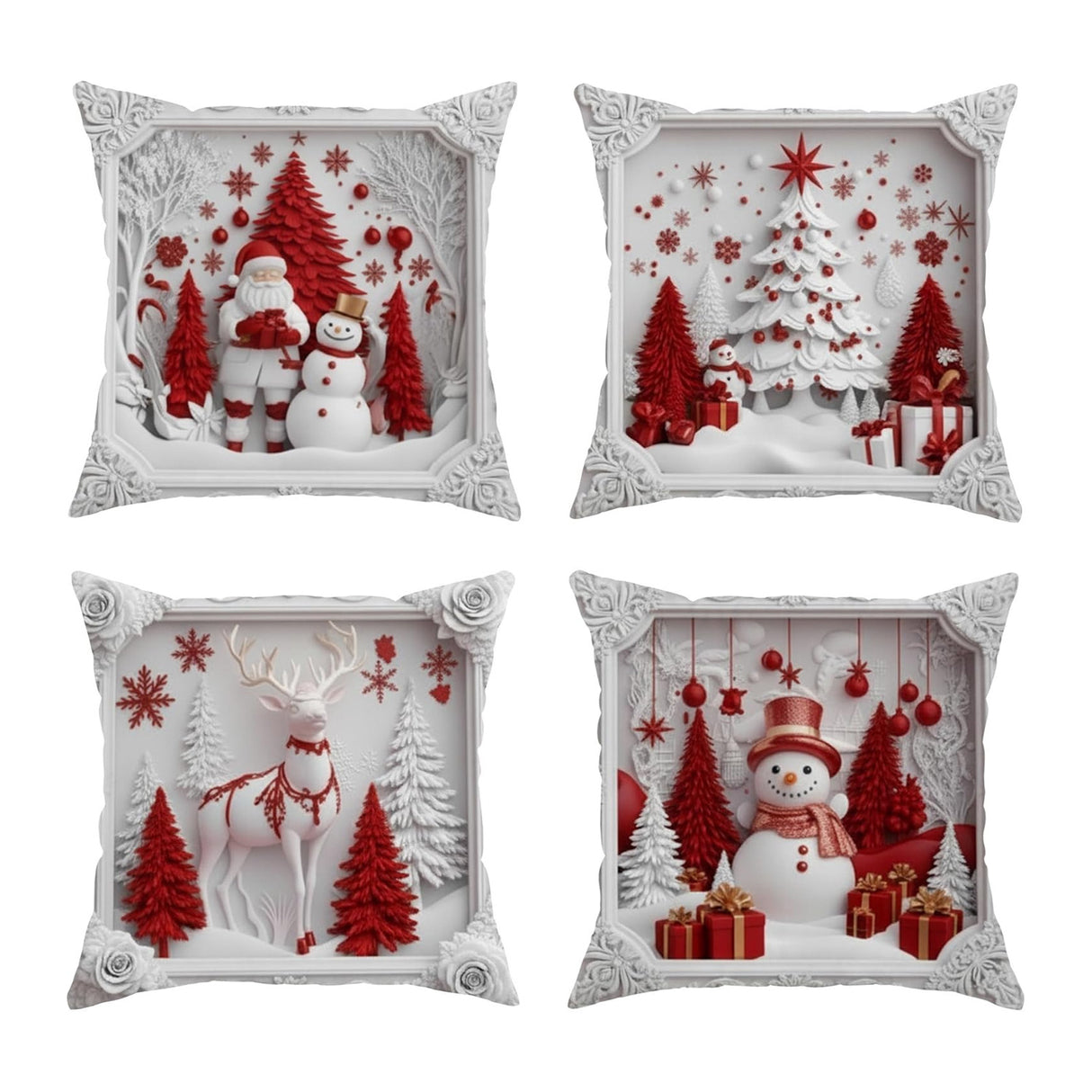 Looma Pilora - Christmas Elk & Snowman Decorative Pillowcase – Festive Cushion Cover for Living Room Sofa | Customizable Design Available - Living Room, Bedroom, Sofa Area Looma