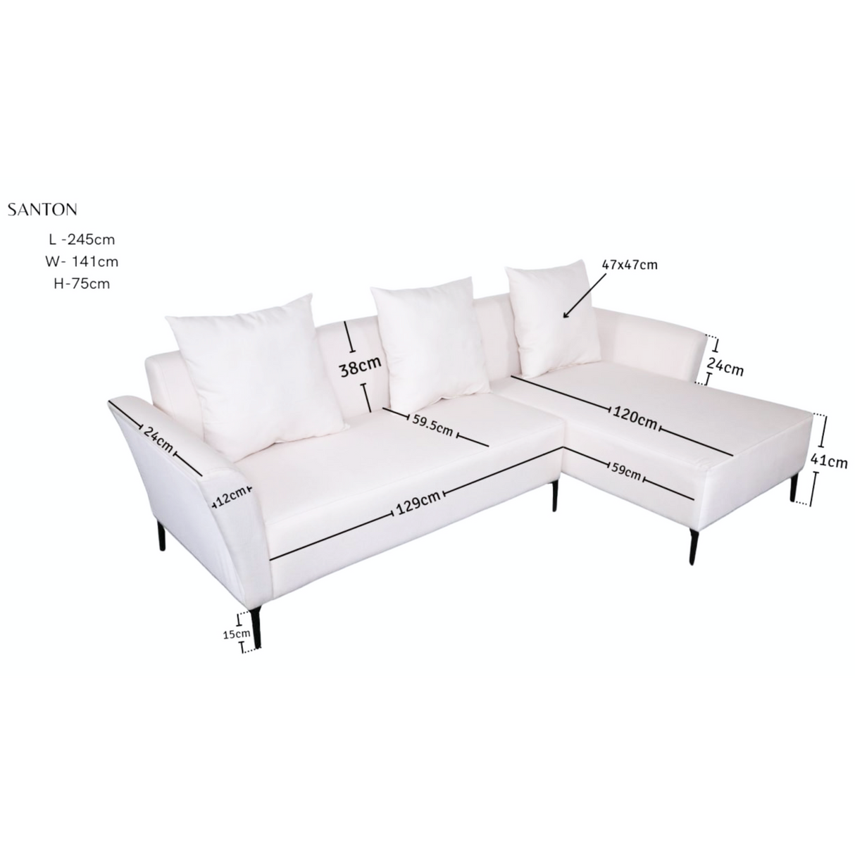SANTON L-Shape Fabric Sofa Furnigo