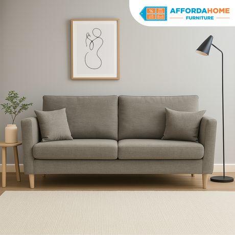 SANDY 3-Seater Fabric Sofa with Pillows Affordahome