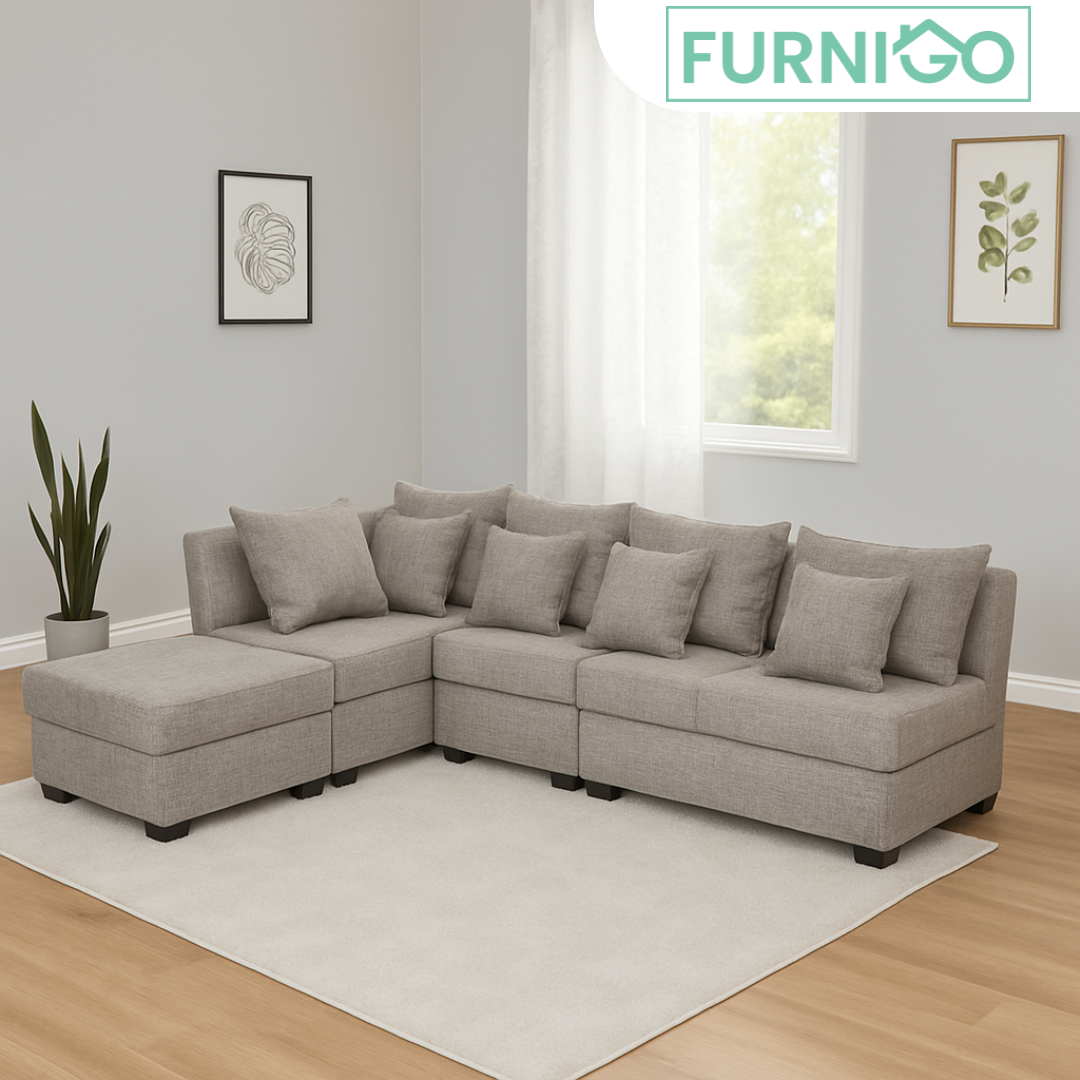 SLANE L-Shape Corner Fabric Sofa Furnigo