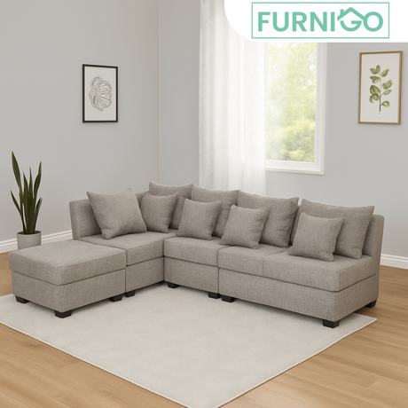 SLANE L-Shape Corner Fabric Sofa Furnigo