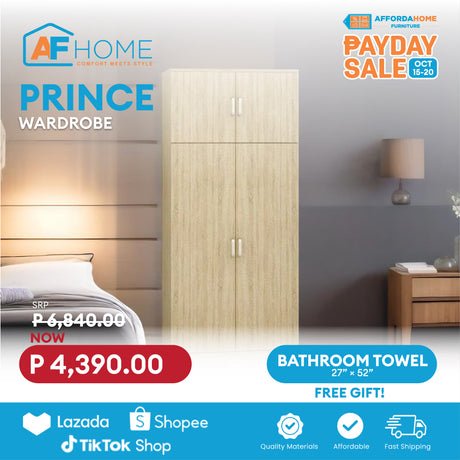 PRINCE Wardrobe | FREE BATHROOM TOWEL | Payday Sale Affordahome