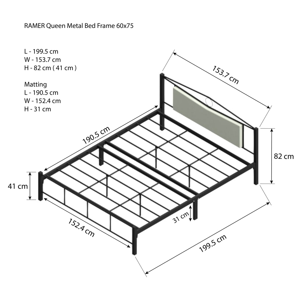 RAMER Metal Bed Frame Affordahome